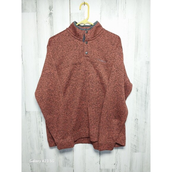 Eddie Bauer Radiator Fleece 1/4 Snap Sweater Sweatshirt Large Heather Orange - Picture 1 of 8